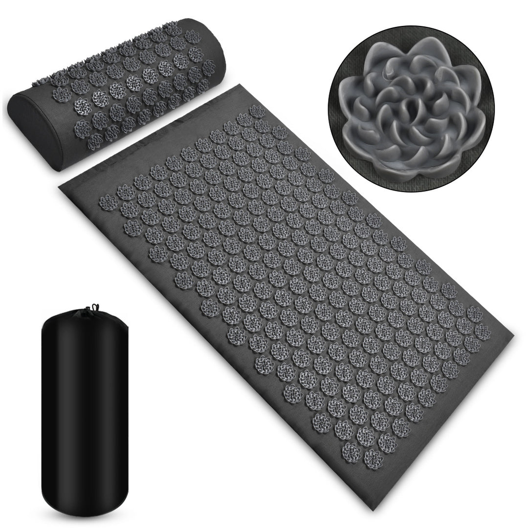Acupressure mat and pillow set with bag