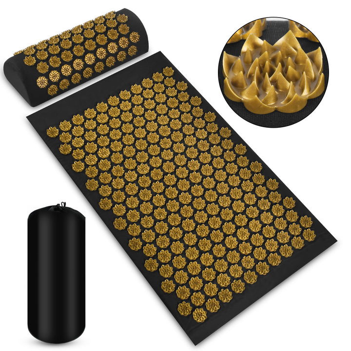 Acupressure mat and pillow set with bag