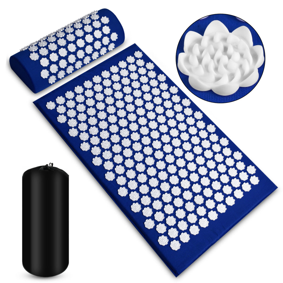 Acupressure mat and pillow set with bag