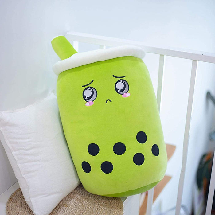 Warmfell Bubble tea cup plush pillow with embroidered face