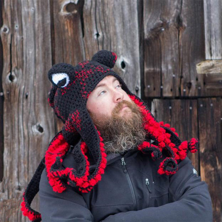 Handmade crochet octopus hat with curly tentacles