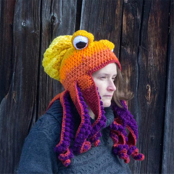 Warmfell Crochet Octopus Hat with Curly Tentacles