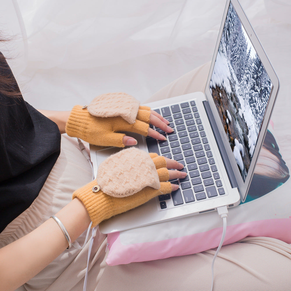 Breathable Knitted USB Heated Gloves With 5V Power