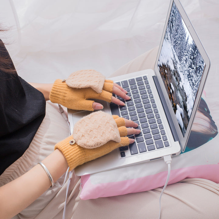 Breathable Knitted USB Heated Gloves With 5V Power