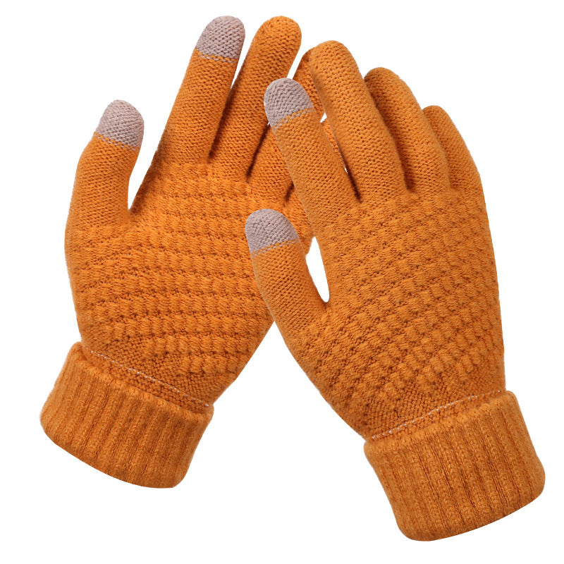 Navy textured knit touchscreen gloves