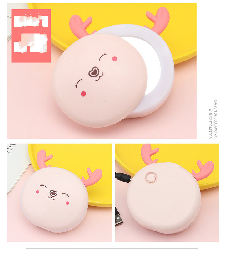 3 In 1 Rabbit Hand Warmer, Power Bank And LED Makeup Mirror