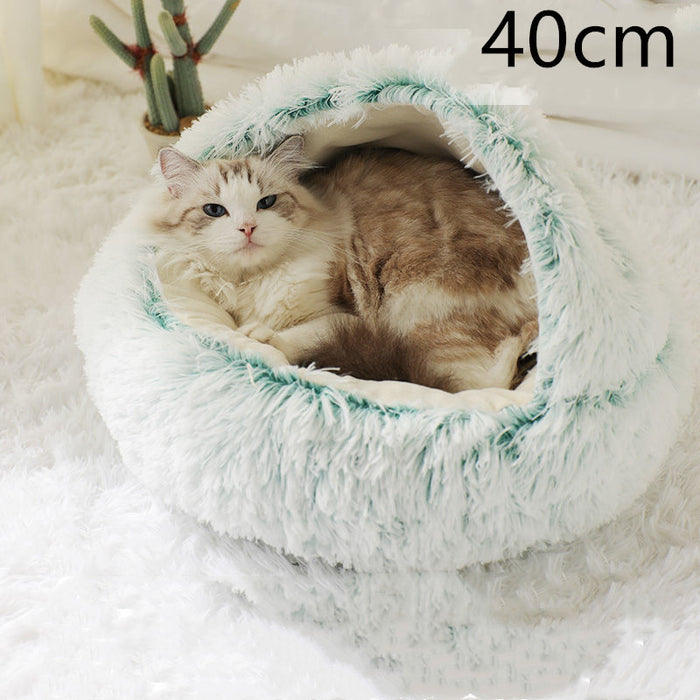 Warmfell Plush 2-in-1 Pet Bed with Fold-Over Hood, 40 to 65 cm