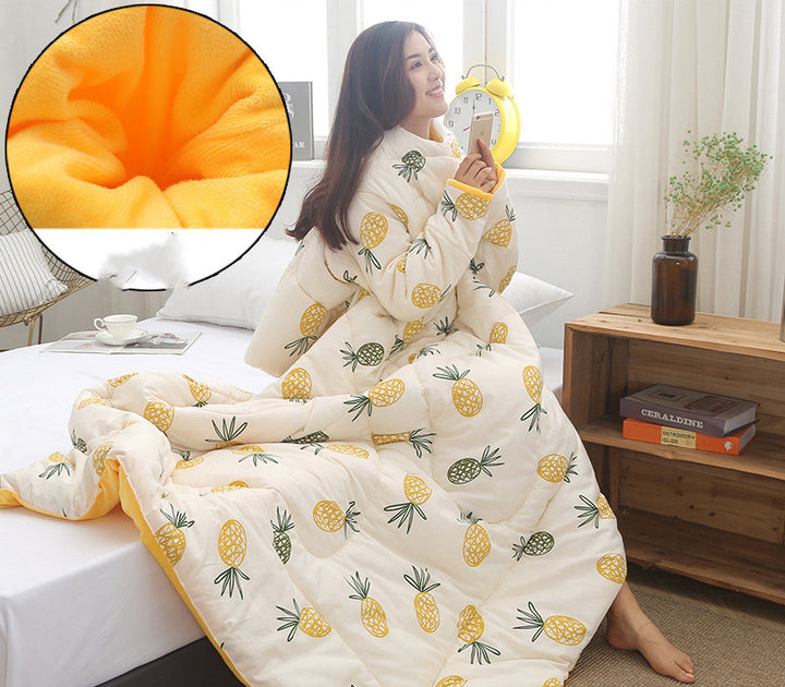 Winter Lazy Quilt with Sleeves, Wearable Blanket for Bed