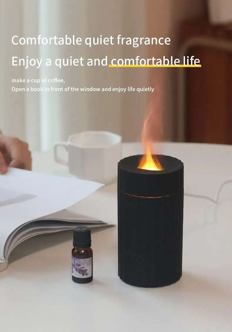 Small Air Humidifier With Flame Effect, 100ml, Quiet Diffuser