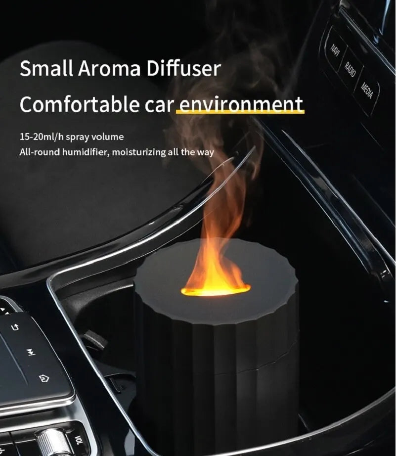 Small Air Humidifier With Flame Effect, 100ml, Quiet Diffuser