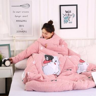 Winter Lazy Quilt with Sleeves, Wearable Blanket for Bed