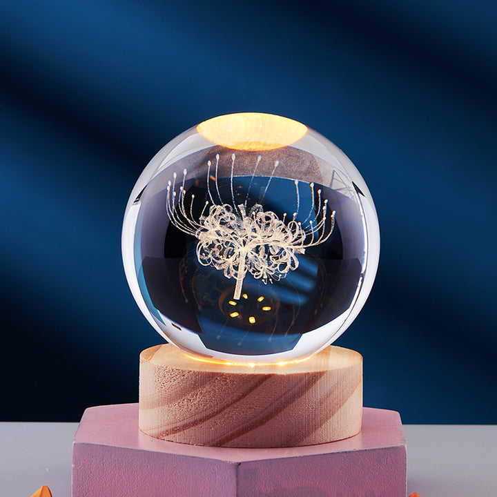 3D solar system crystal ball night light – 6 or 8 cm with base