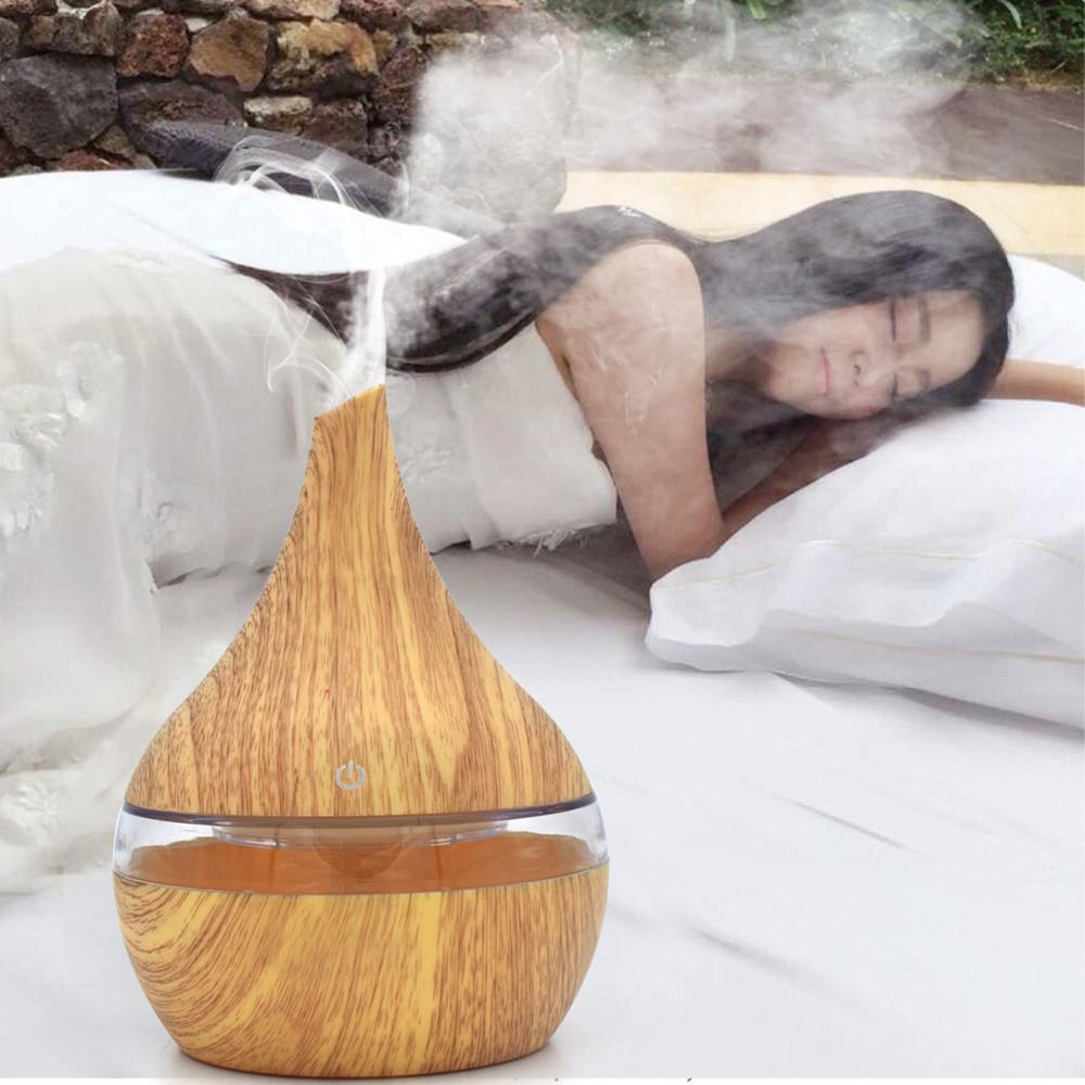 Wood Grain Essential Oil Diffuser – Ultrasonic LED Humidifier