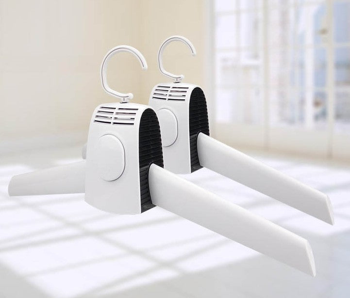 Portable clothes dryer with hot and cold air, plus shoe attachment