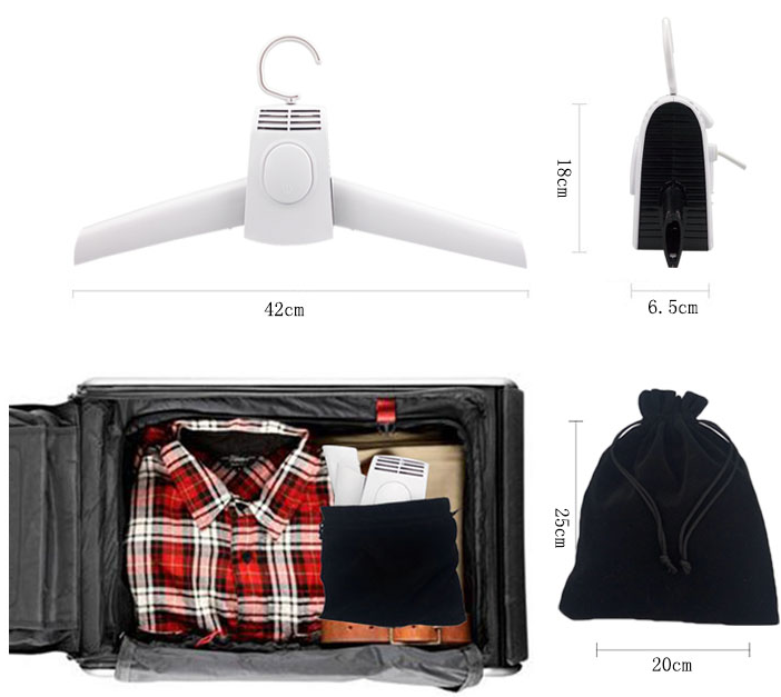 Portable clothes dryer with hot and cold air, plus shoe attachment