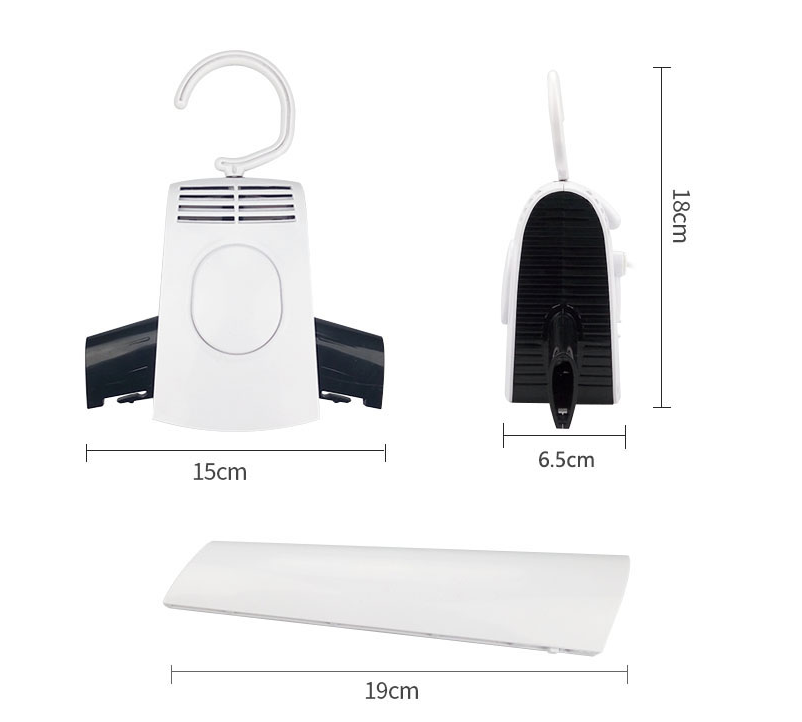 Portable clothes dryer with hot and cold air, plus shoe attachment
