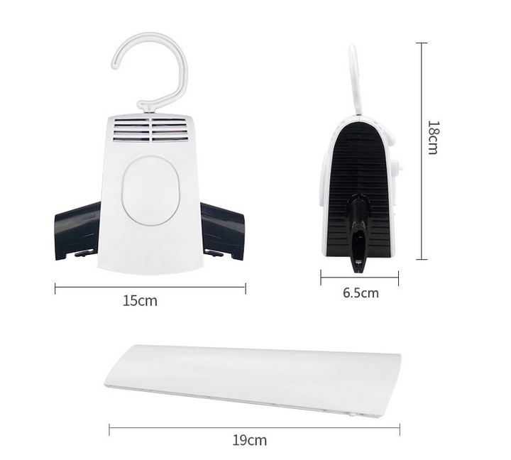 Portable clothes dryer with hot and cold air, plus shoe attachment