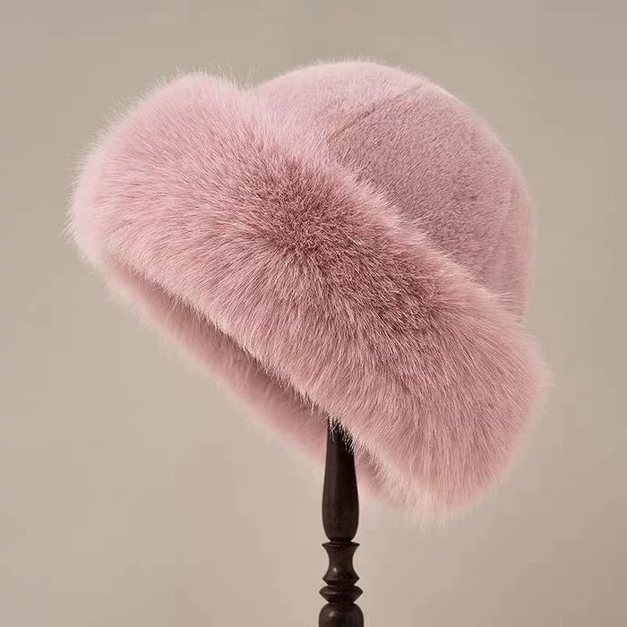 Warmfell Fluffy Faux Fur Hat with Rolled Brim