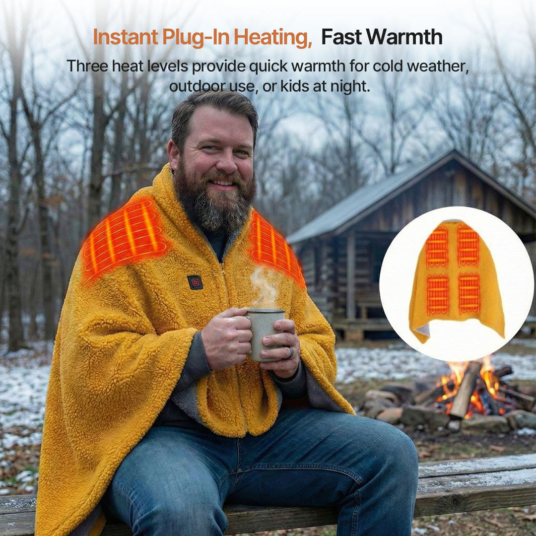 Warmfell™ Sherpa Heated Throw Blanket with 3 Heat Levels
