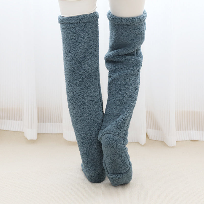 Warmfell™ Fluffy Long Knee Warmer Socks with Open-Toe Design