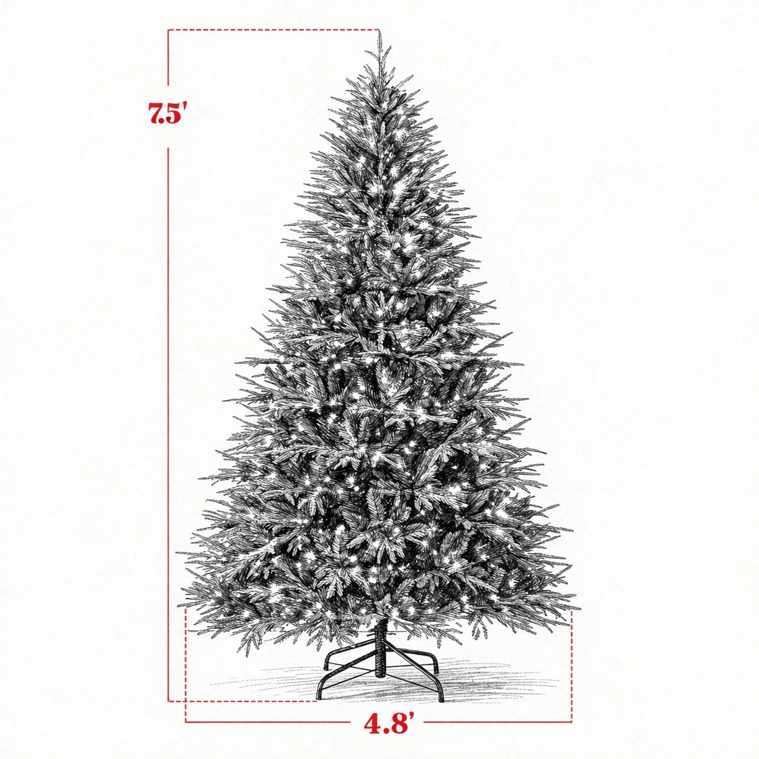 Extra-full green tree with 1000 warm LEDs