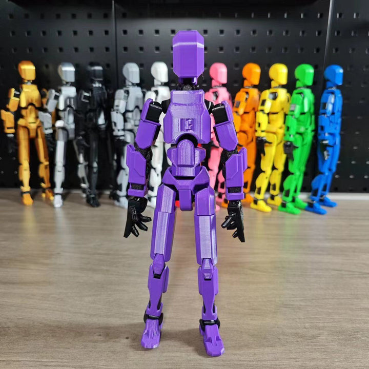 Poseable 3D printed robot figure on desk