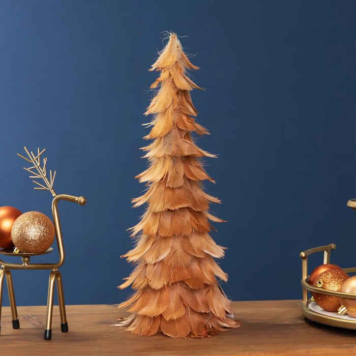 Warmfell Rust Orange Feather Cone Christmas Tree Decoration