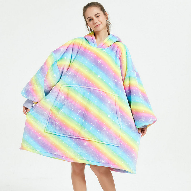 Wearable Blanket Hoodie – Soft Flannel with Fun Prints