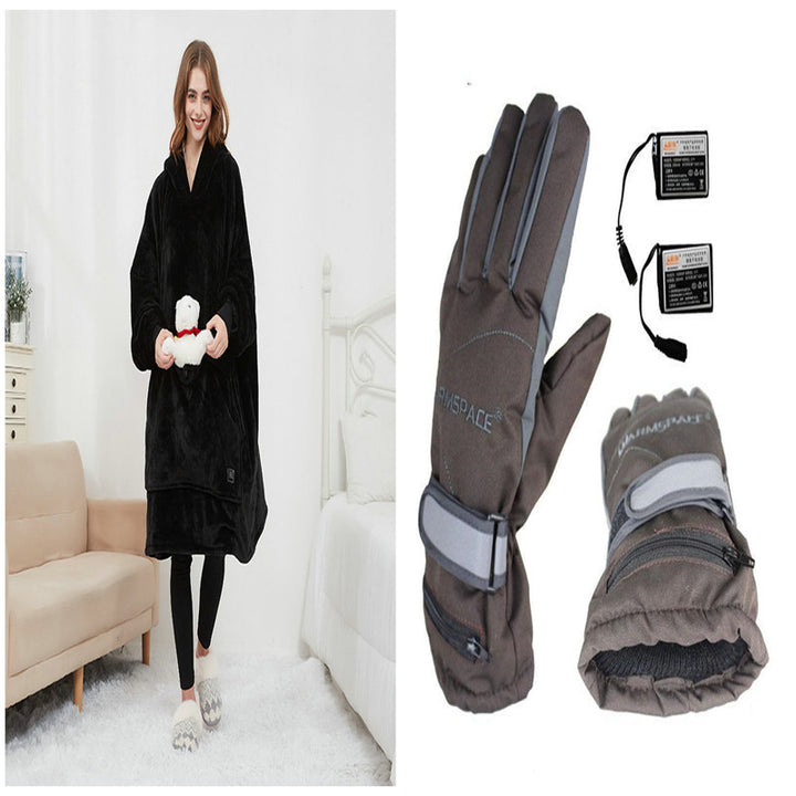 USB Heated Hoodie Blanket – Oversized Flannel and Sherpa