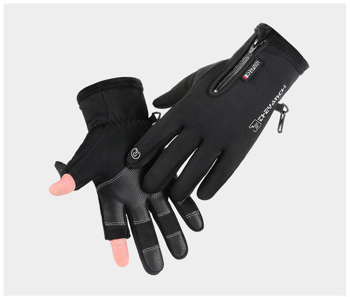 Winter gloves with flip-open fingertips