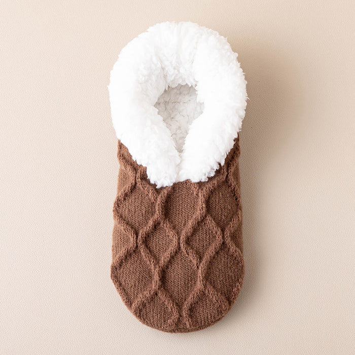 Warmfell Plush Lined Slipper Socks with Grip Dots