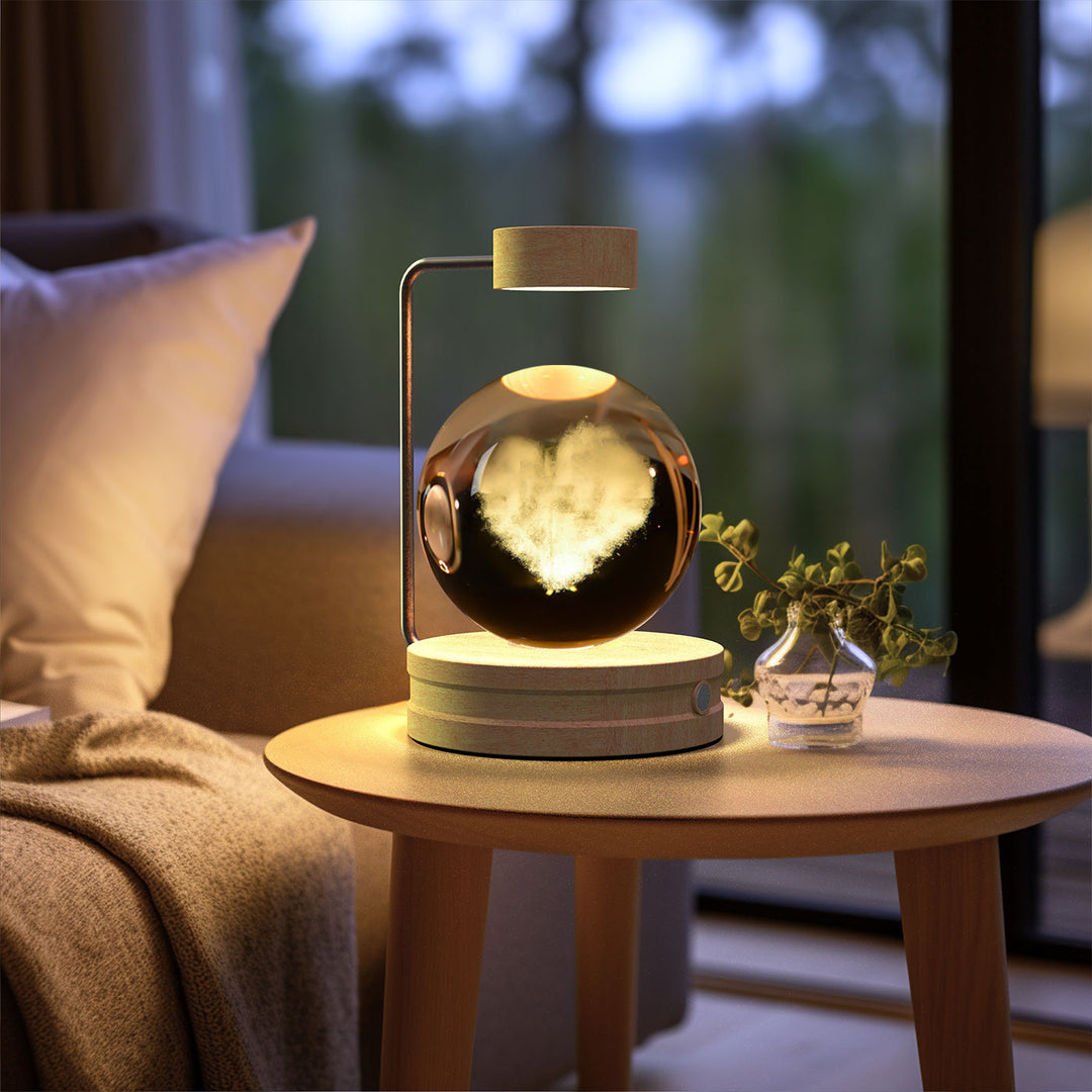 Crystal ball lamp with engraved 3D design