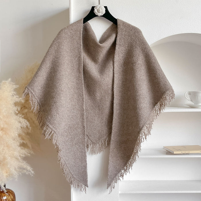 Warmfell Fringed Knit Scarf and Shoulder Wrap, 180 x 60 cm