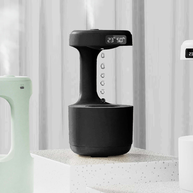 Anti-Gravity Humidifier with Clock – Water Drop Diffuser