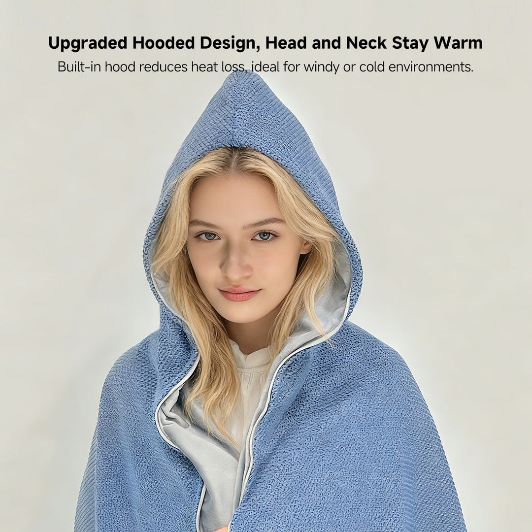 Warmfell™ Heated Hooded Shawl with Zip and 3 Heat Settings