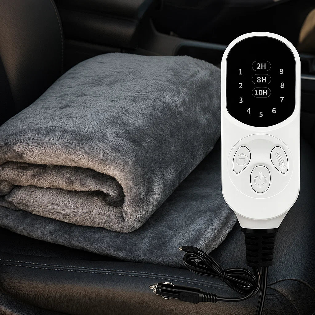 Warmfell™ 12V Heated Car Blanket with 9 Heat Levels and Timer
