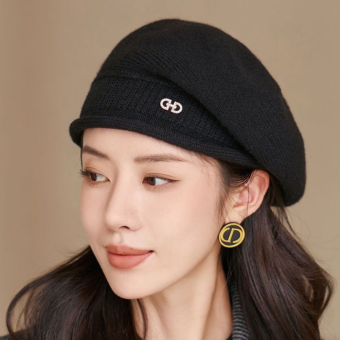 Warmfell Knitted Beret Hat with Folded Brim and Ring