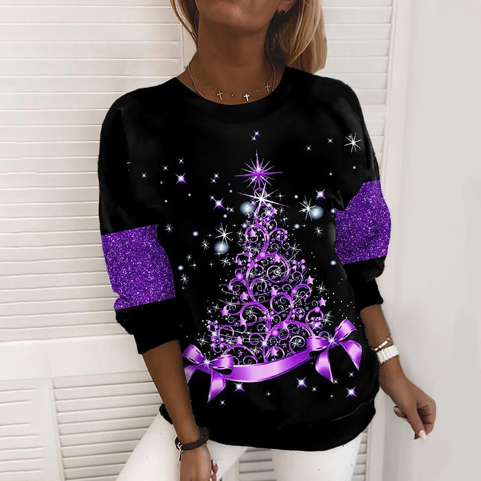 Warmfell Women's Christmas sweatshirt with 3D print, round neck, 2XS to 5XL