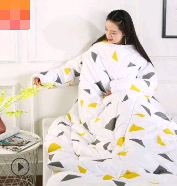 Winter Lazy Quilt with Sleeves, Wearable Blanket for Bed