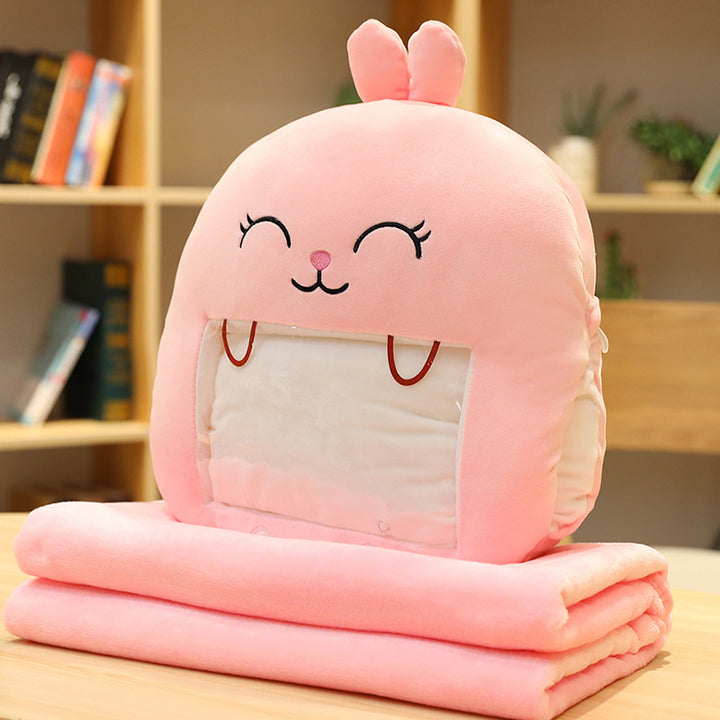 Plush Animal Hand Warmer Pillow With Blanket Inside