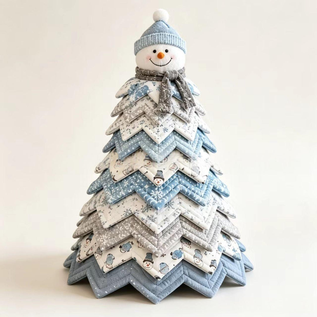Patchwork fabric Christmas tree with star topper