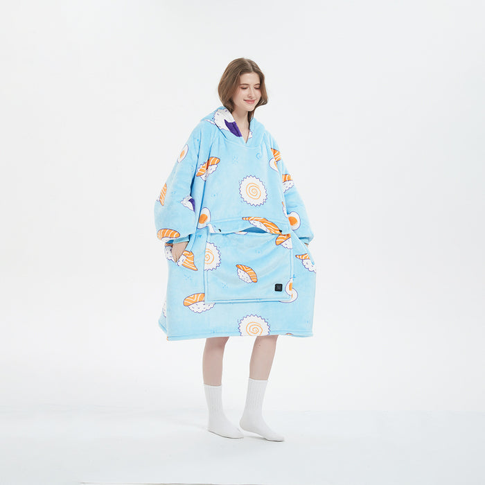Warmfell Heated oversized hoodie blanket in sherpa with USB heating