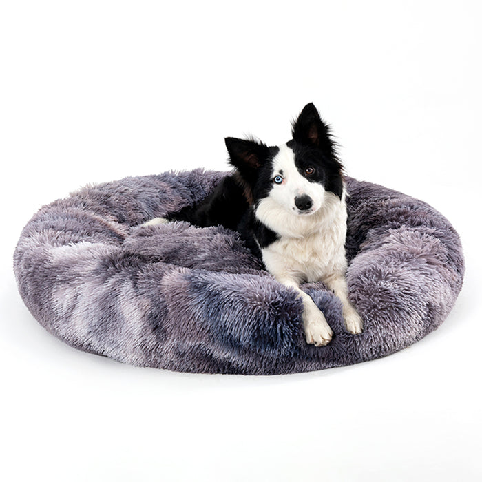 Warmfell Fluffy round donut bed with raised rim