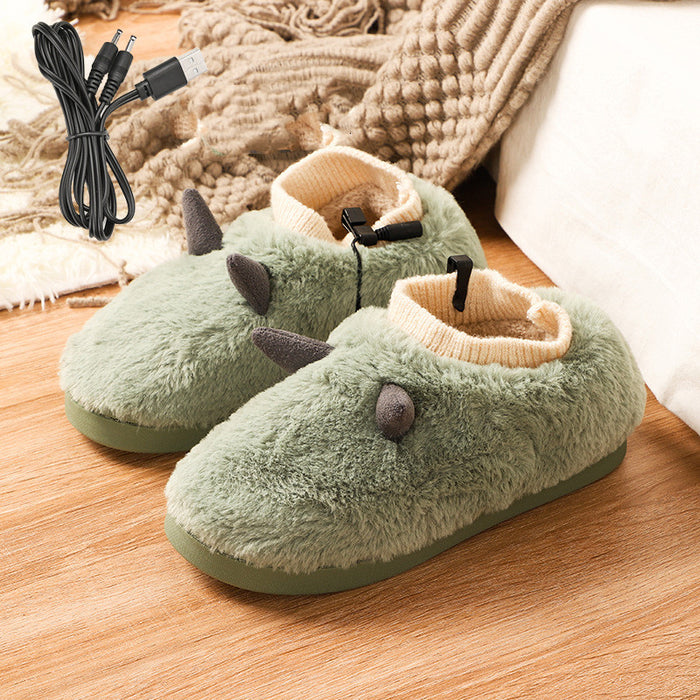Warmfell USB heated slippers in soft velvet, unisex foot warmers