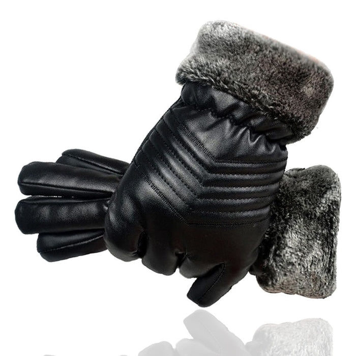 Warmfell Faux Leather Winter Gloves with Plush Lining