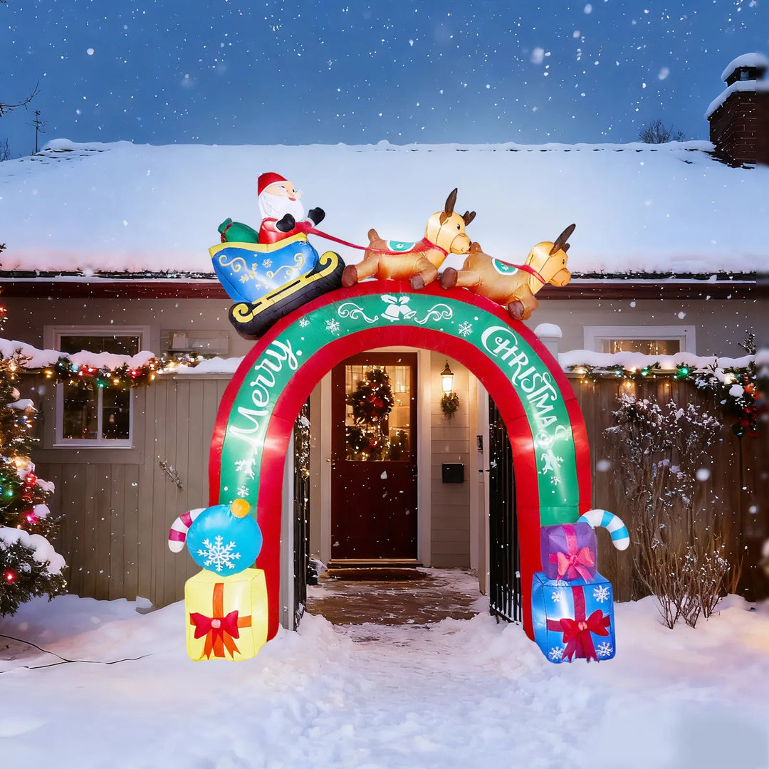 Inflatable Christmas archway with Santa sleigh