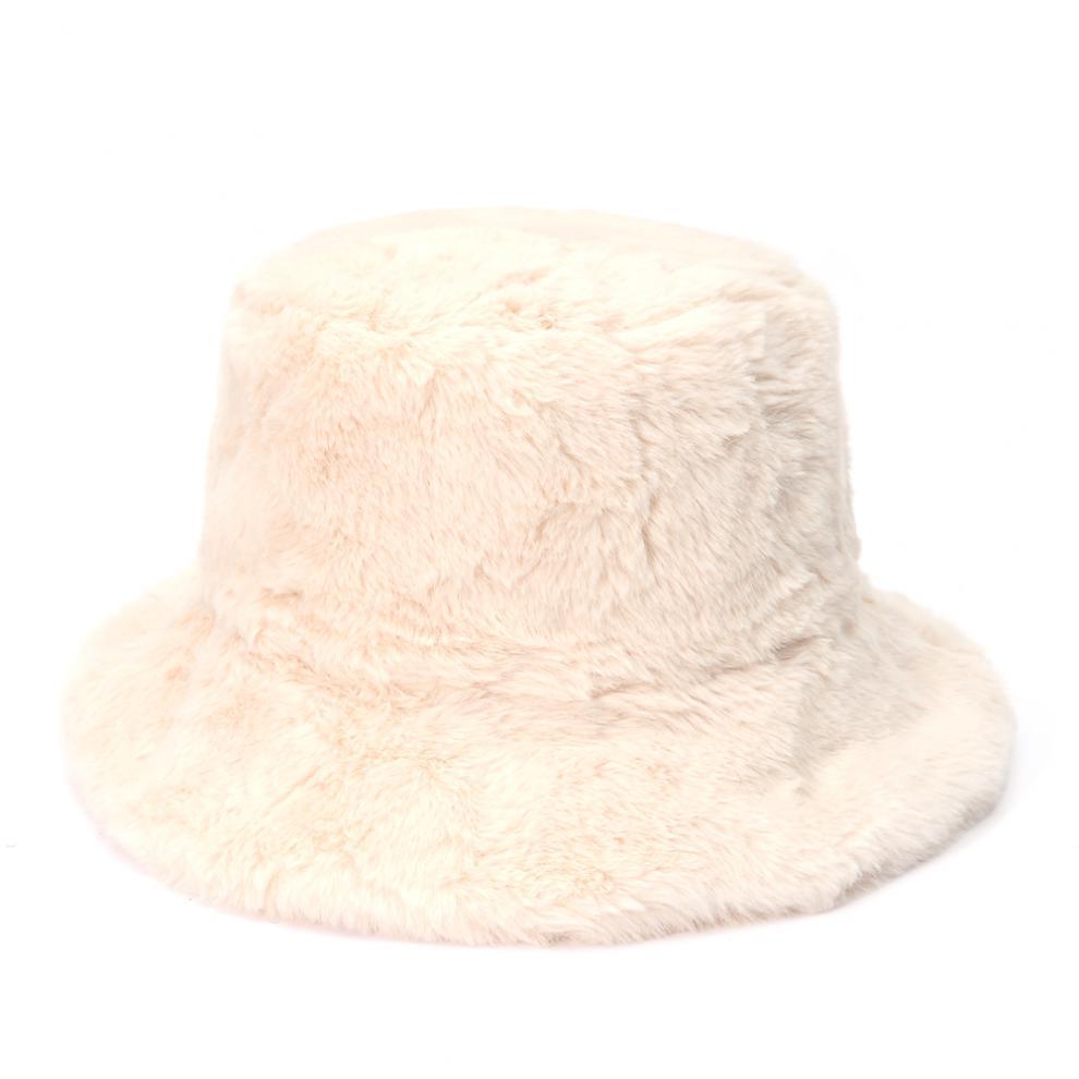 Fluffy cow print faux fur bucket hat