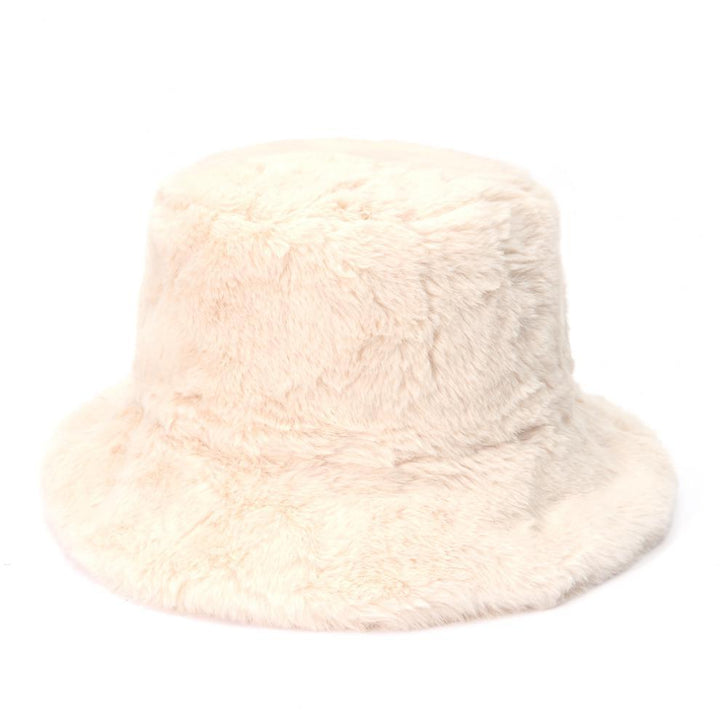 Fluffy cow print faux fur bucket hat
