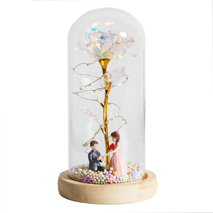 Enchanted rose in a glass dome with LED lights