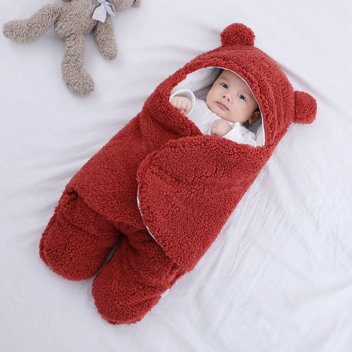 Warmfell Teddy fleece baby sleeping bag with bear ears